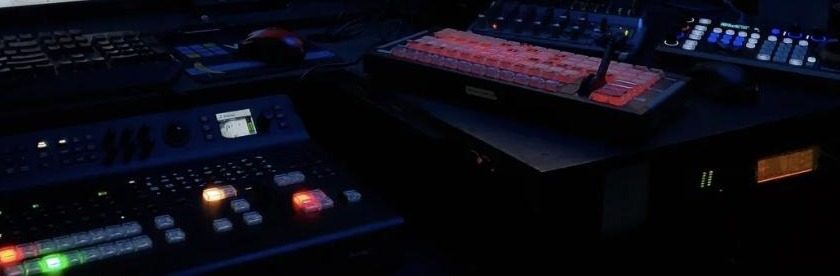 Groove-V's switcher and replay controllers lit up during a live show